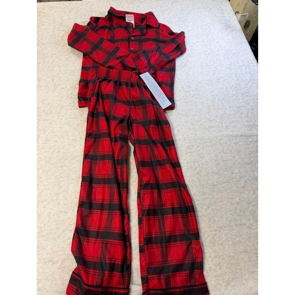 Wondershop‎ Kids Red Black Plaid Pajama Set Button Down Sleepwear Size S 6/7